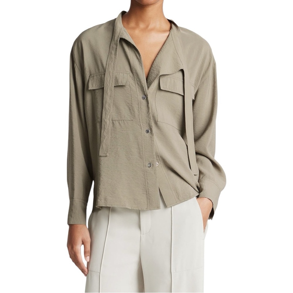 VINCE Snap Front Utility Shirt Sea Fern